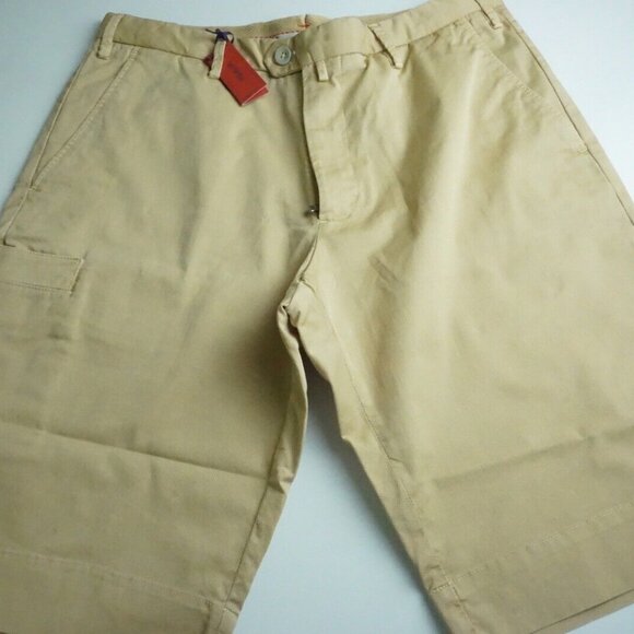 Isaia Napoli Bermuda Khaki Brown Patterned Cotton Blend Shorts 50R BRAND NEW - Picture 1 of 7